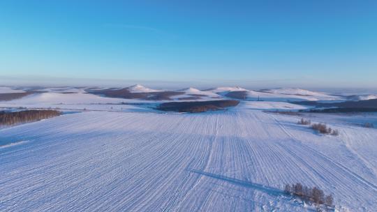 航拍4K美丽的雪域雪原