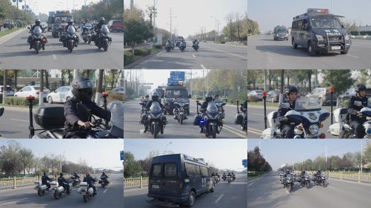 公安警察特警车辆铁骑巡逻（含灰片视频）高清在线视频素材下载