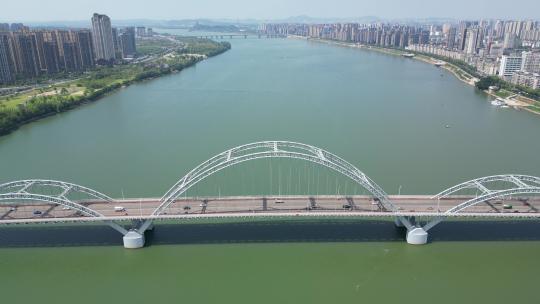 航拍江西吉安大桥赣江视频素材模板下载