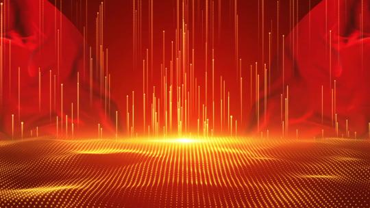 大气震撼红金绸子粒子视频