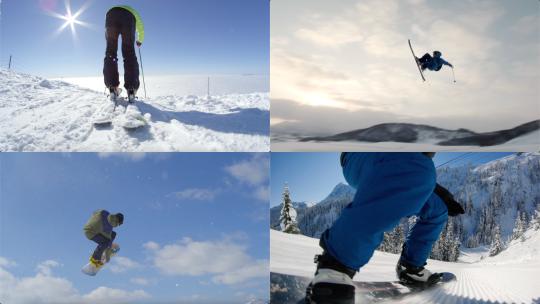 【合集】滑雪第一视角双板滑雪单板滑雪视频素材模板下载