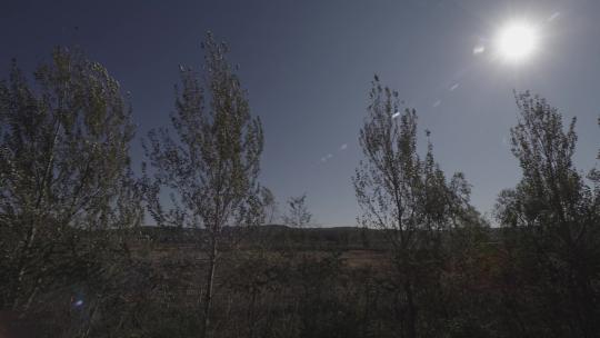 夏天行驶的车窗外高铁窗外火车窗外风景