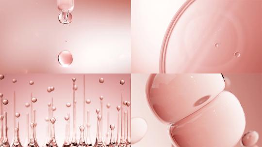 粉色水分子精华球细胞水滴化妆品透明萃取高清在线视频素材下载