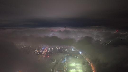 深圳城市夜景云海航拍