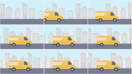快递配送车在城市都市行驶货车高清AE视频素材下载
