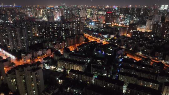 上海徐家汇夜景航拍