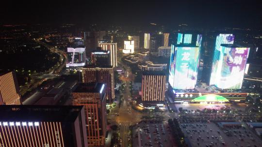 河南郑州城市夜景灯光航拍