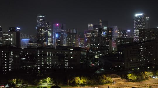 4K深圳南山区科技园建筑群夜景航拍视频素材模板下载