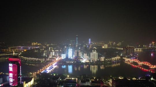 广西柳州城市夜景灯光航拍