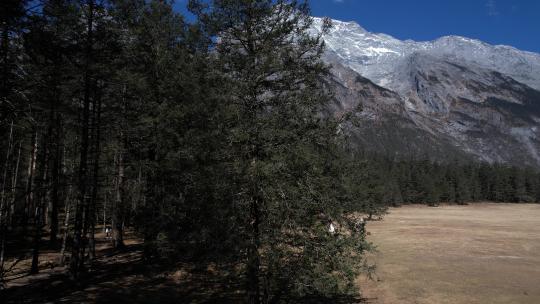 航拍雪山和原始森林