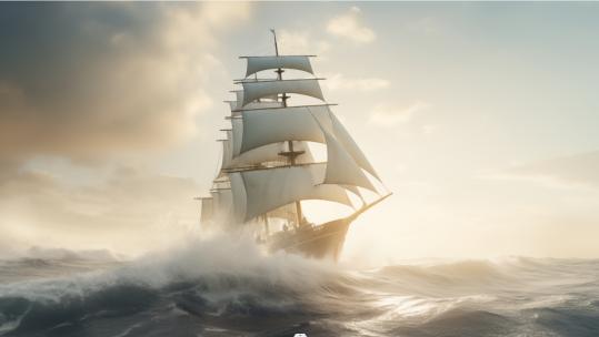 帆船扬帆起航乘风破浪励志奋斗年会片头视频素材模板下载