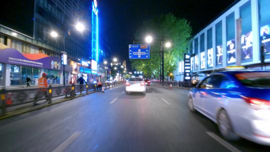 夜晚杭州市延安路车头行车空镜1视频素材模板下载