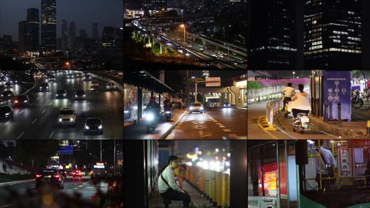 夜晚城市车流人流素材视频素材模板下载
