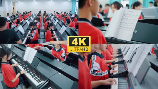 学校学生钢琴学习4k