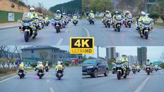 交警铁骑在路上高清在线视频素材下载