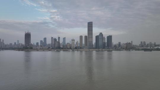 武汉武昌江滩清晨航拍