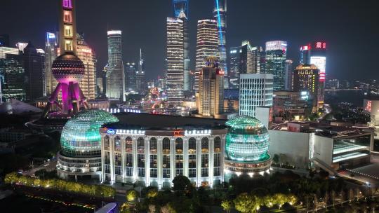 上海国际会议中心夜景航拍