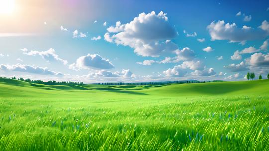 青青草原和蓝天白云