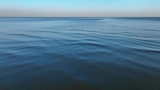 航拍沿海城市海边湿地海岸线