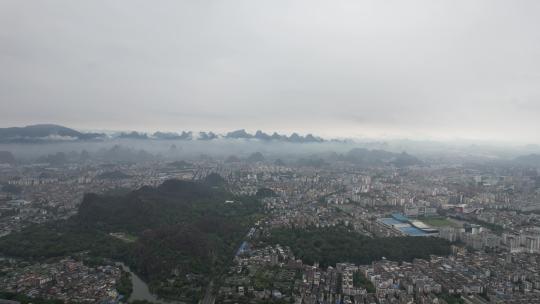 雨季广西桂林山水风光航拍