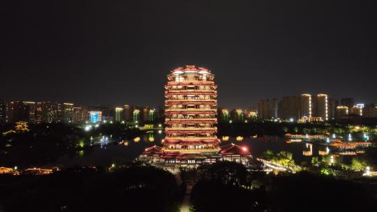 淄博海岱楼夜景航拍