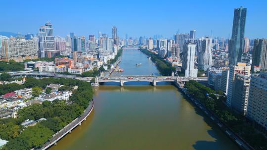 广州珠江河流航拍