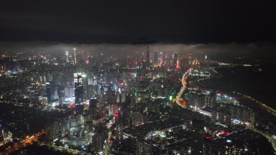 4K深圳罗湖区夜景航拍