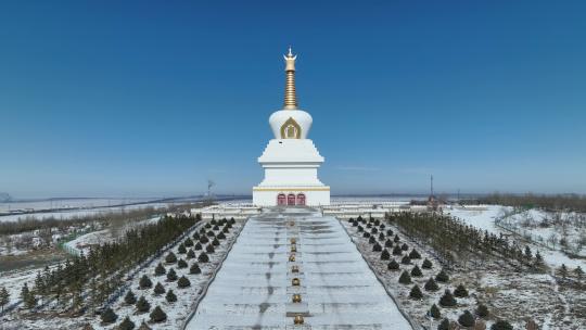 内蒙古海拉尔慈积金刚塔航拍景观