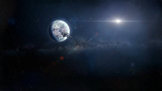 宇宙飞船离开行星 近距离动画4K (1)