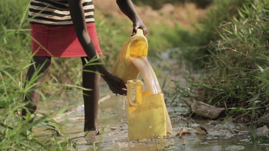 在非洲取水的女孩