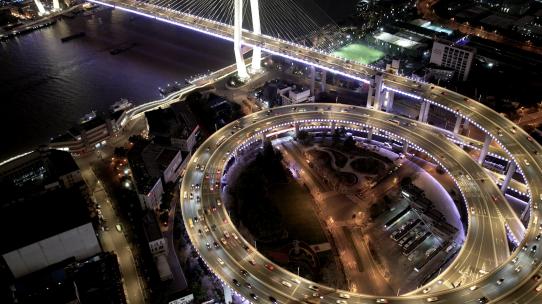 上海·南浦大桥·夜景航拍·延时摄影