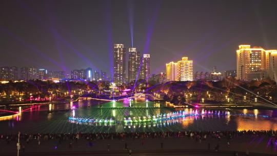 佛山文华公园灯光秀夜景