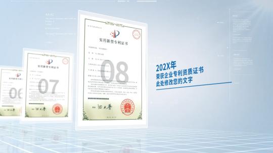 简洁企业证书专利文件奖状AE模板