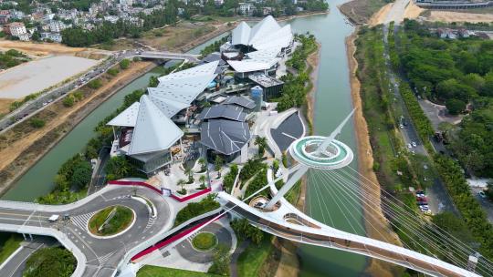 海南省三亚市三亚国际免税城航拍建筑与风景