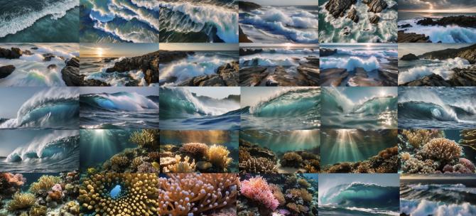 海浪巨浪海底世界珊瑚礁高清在线视频素材下载