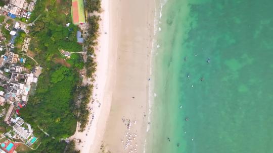 广西涠洲岛滴水丹屏景区 沙滩 俯拍视频素材模板下载
