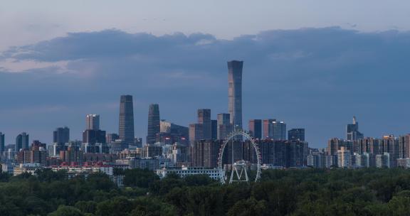 北京地标建筑国贸CBD延时摄影