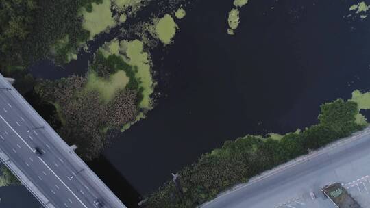 无人机拍摄的河流道路