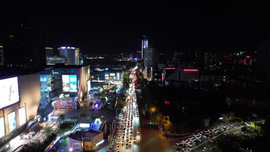 云南昆明城市夜景拥堵交通航拍视频素材模板下载