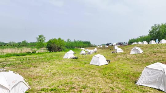 户外露营地帐篷户外生活4K航拍
