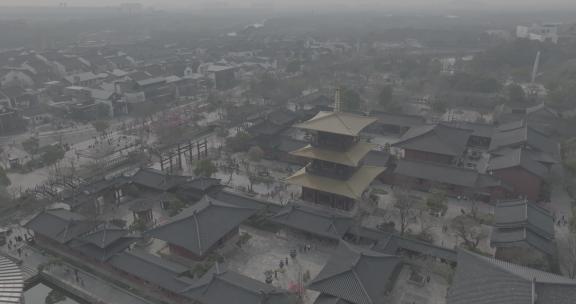 上海遗址航拍上海发源老建筑风景广富林塔