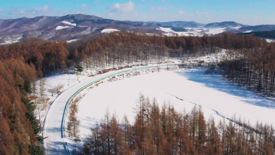 4k航拍雪后的山林