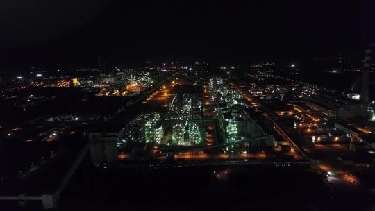 航拍宁夏神华宁煤集团厂区夜景合集5视频素材模板下载