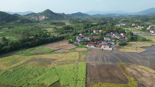 美丽乡村农田农业种植山川丘陵航拍