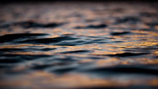 金色湖面夕阳水面波浪波光升格