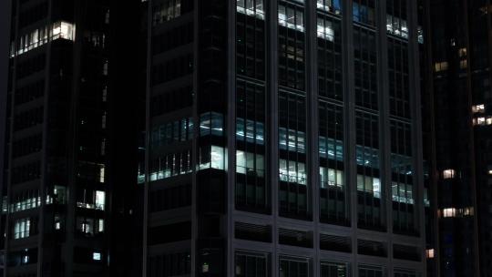 商务办公楼夜景航拍视频素材模板下载