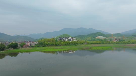 杭州萧山戴村仙女湖航拍清晨