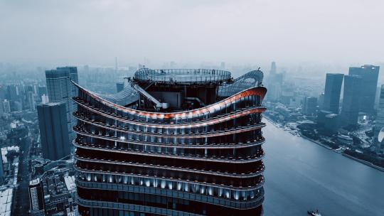 上海北外滩白玉兰大厦航拍空镜