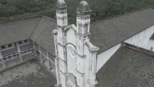 四川彭州白鹿上书院法式天主教堂领报修院视频素材模板下载