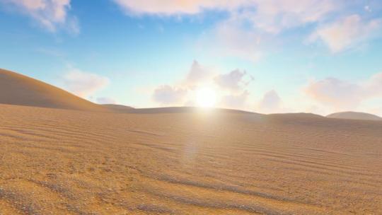 早晨沙漠戈壁日出唯美风景